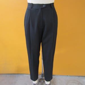 90s High Waist Micro Ribbed Weighty Pleated Trousers | Cuffed Dark Academia Slacks | Officecore High Rise Minimal Minimalist Pants | 27 x 27