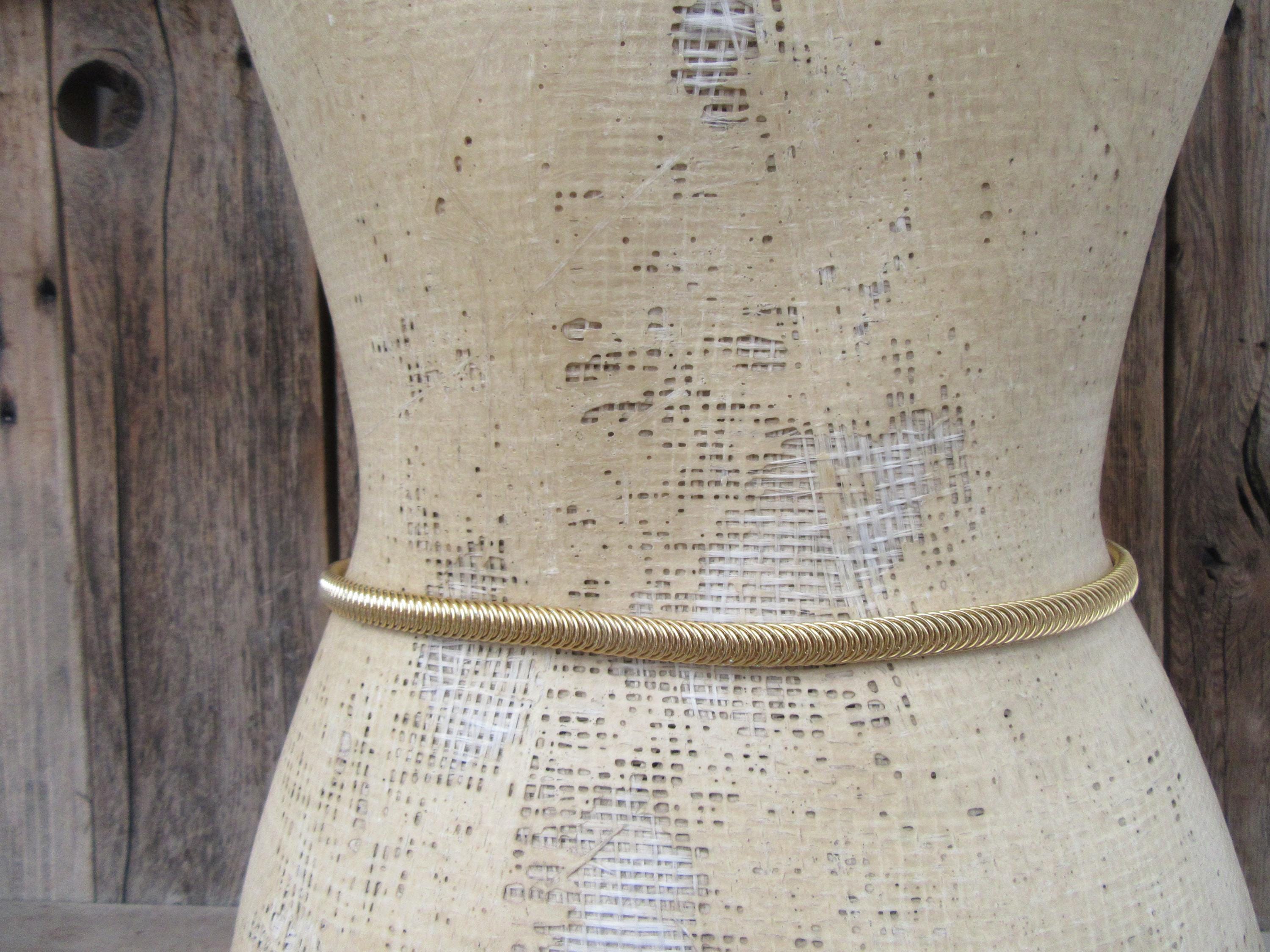 80s Gold Metal Stretch Belt | Skinny Slinky Belt | Skinny 