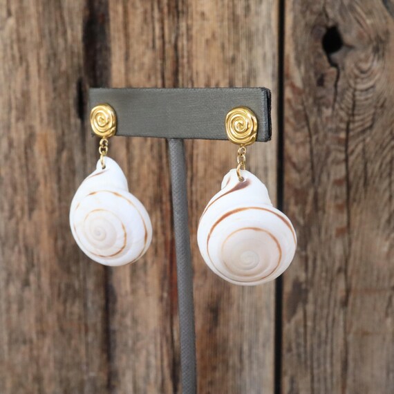90s Resortcore Shell Dangle Statement Earrings | … - image 4
