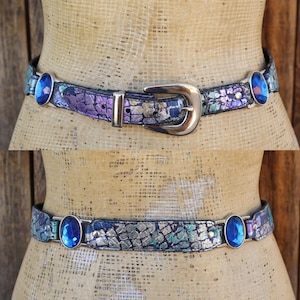 Vintage Embellished Elastic Waist Belt White Rhinestones Bejeweled 80s 90s NWT‎ YUUZONE Rhinestones Studded Western 1eather Belt for Men  main image 3
