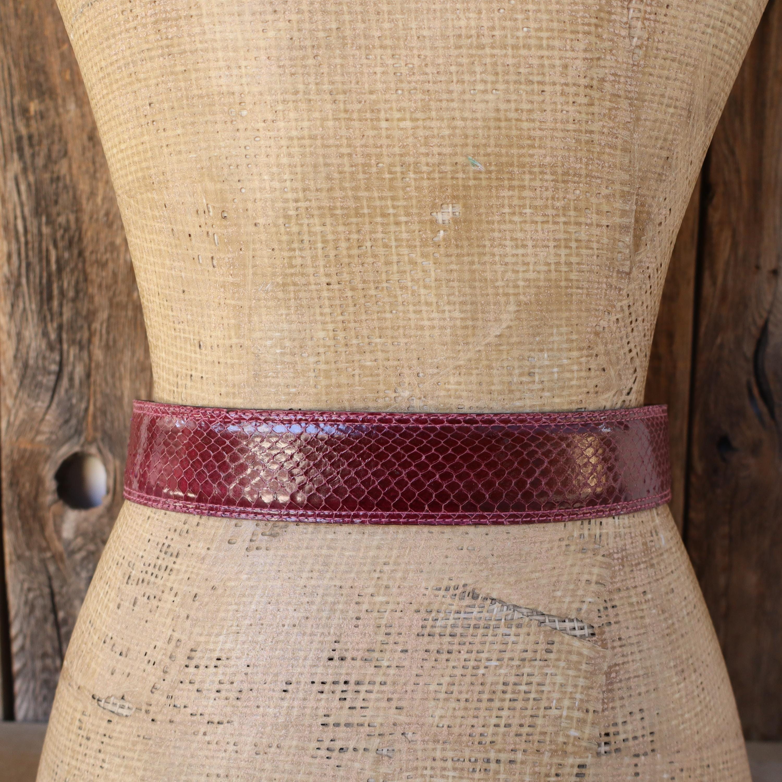 80s Magenta Snakeskin Belt Pink Slither — Loosey main image 3