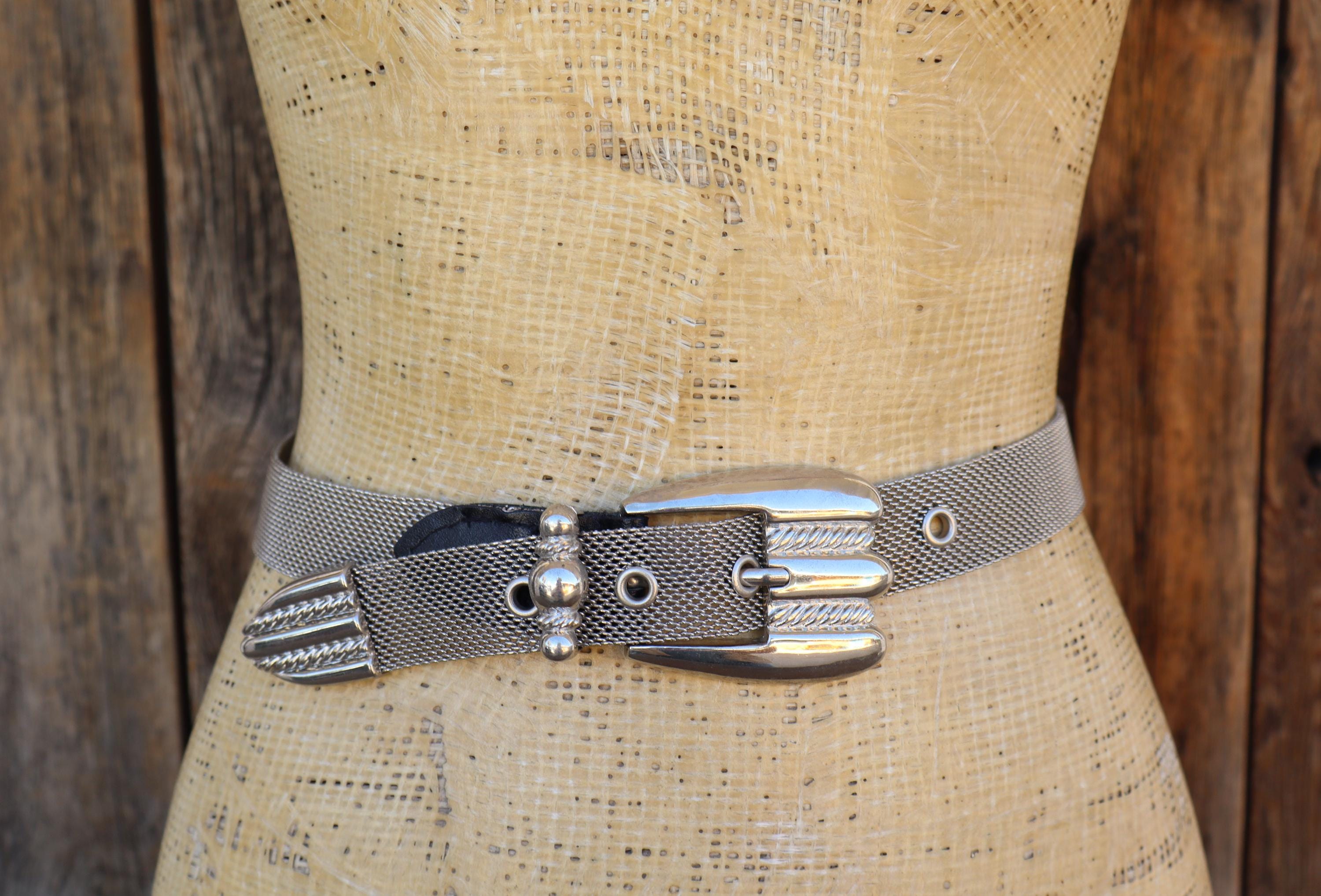 80s Metal Mesh Silver Ranger Belt | 29.5 to 33.5 - Etsy