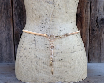 80s Two-Tone Artisan Floral Medallion Belt - Silver and Gold Accent MZ Womens Vintage 90s Leather Belt Size S White Western  main image 4
