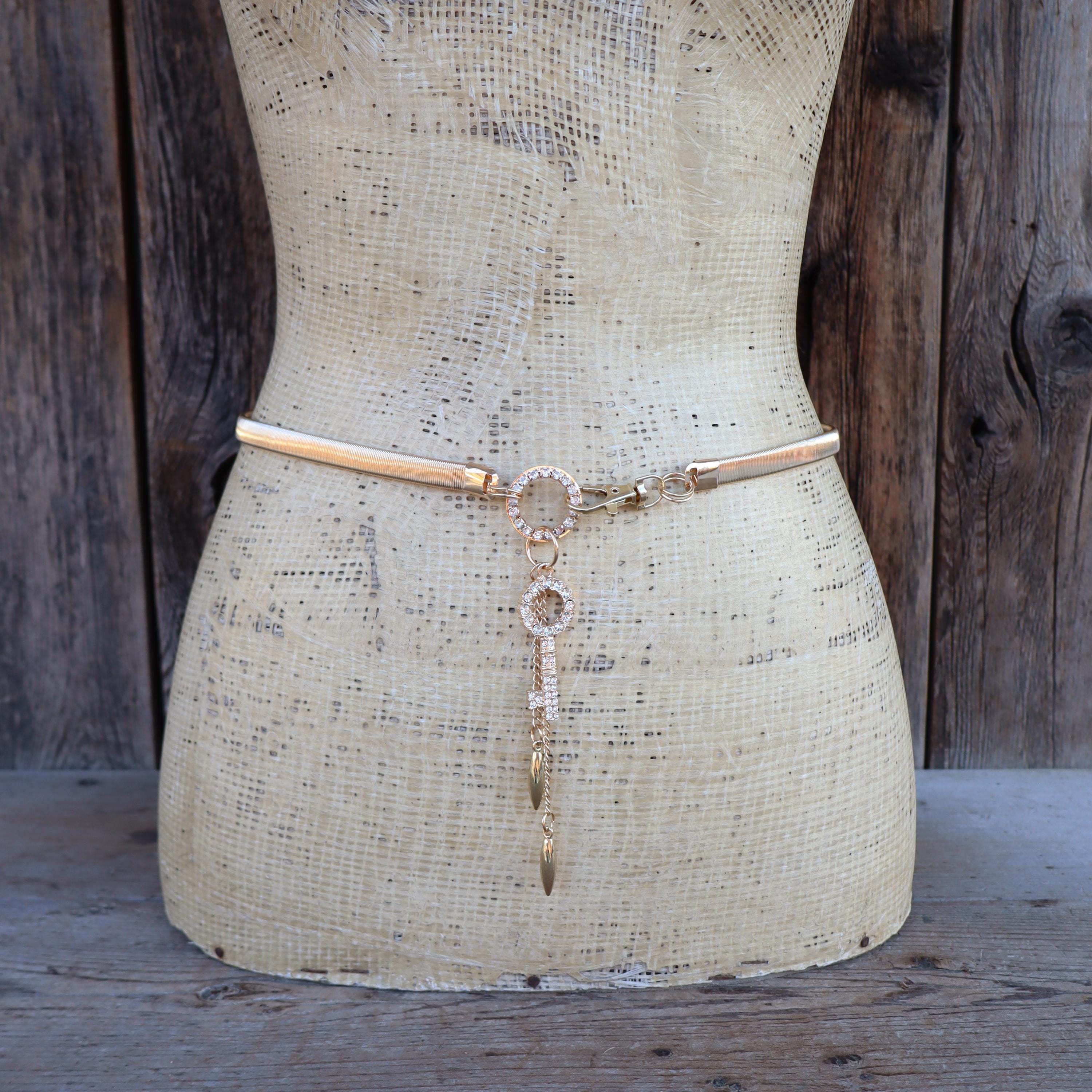 Gold Rhinestone Stretch Belt - Etsy display picture 1