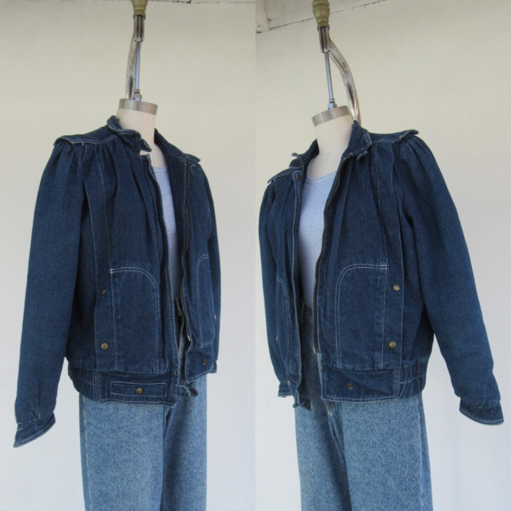 80s 90s Flannel Lined Denim Jacket Puff 