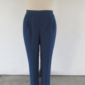 90s PLUS SIZE Navy High Waist Pleated Trousers | Linen Look Minimal Business Casual Pull On Pants | High Rise Easy Pants | Size 20  34 to 42