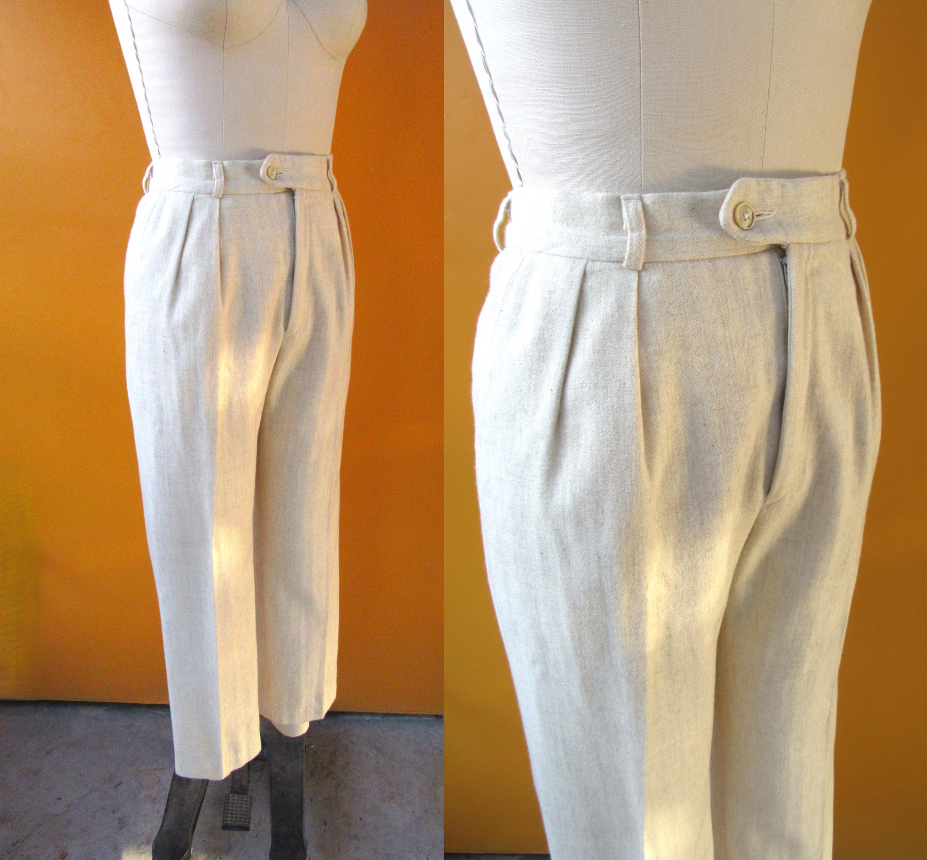 パンツ 80s 90s EURO linen 2-tuck trousers ivory パンツ 80s 90s EURO linen 2-tuck trousers ivory 80s 90s EURO