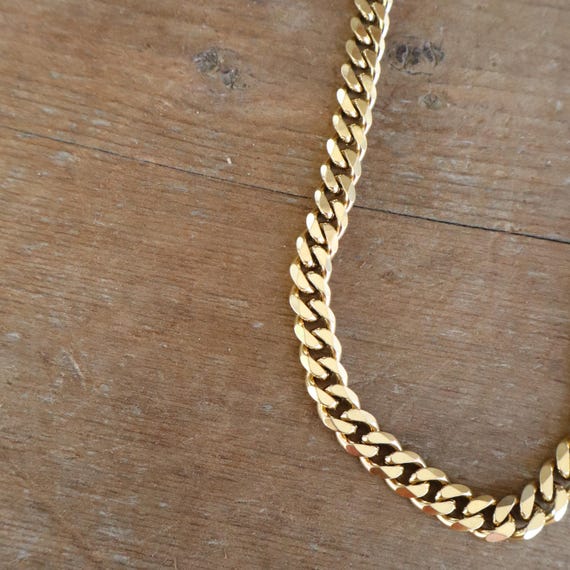 90s Gold Tone Thick Heavy Curb Chain Statement Necklace  display picture 2