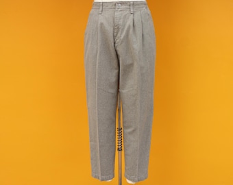 90s LEE Cotton Olive Pleated High Rise Trousers Size 10 29 to 32 Waist