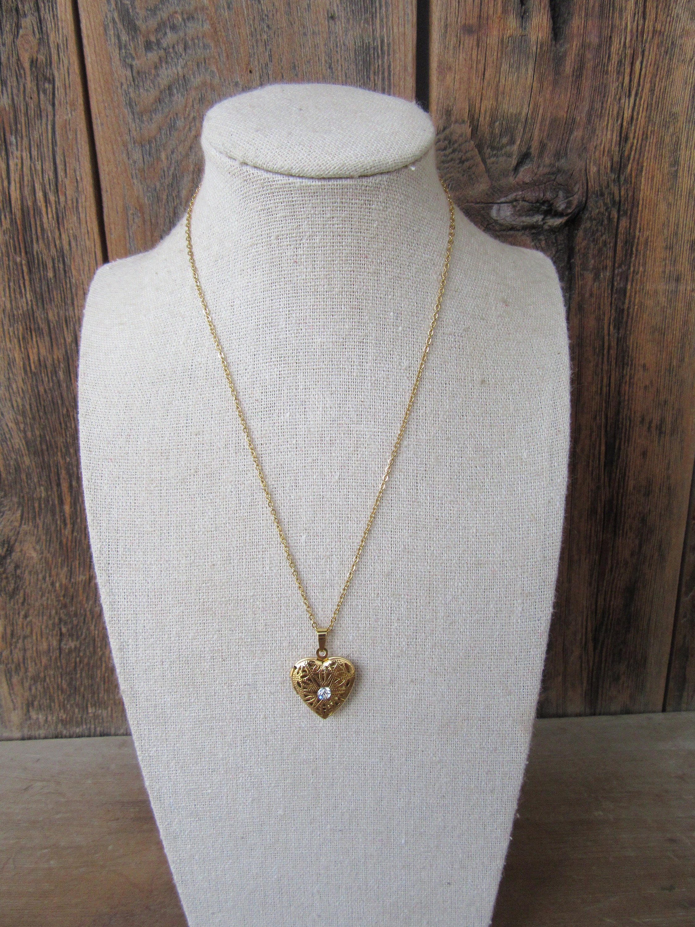 80s 90s Chunky Gold Tone Puff Heart Locket Necklace | Etsy