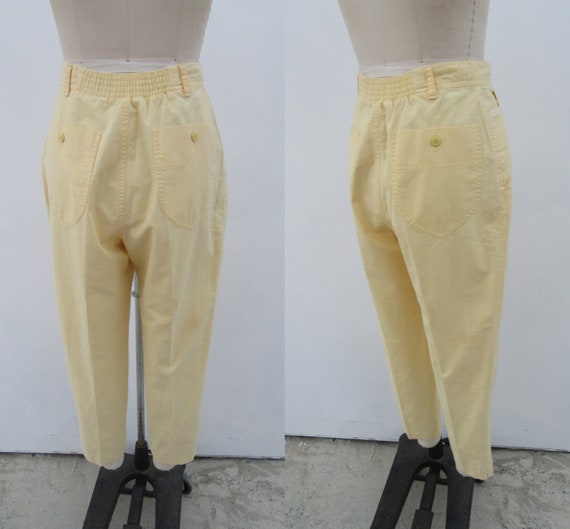 90s Powder Yellow Minimalist High Waisted All Cot… - image 8