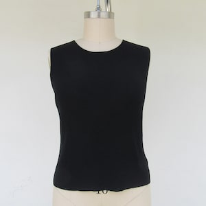 PLUS SIZE 90s Black Ribbed Sleeveless Knit Top | Minimal Knit Ribbed Blouse Shirt | XL