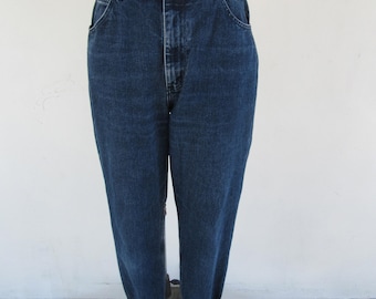 90s High waist Dark Wash Five Pocket Mom Jeans | High Rise Tapered 1990s Barrel Jeans | Tapered Jeans |  Mom Jeans | Denim Pants | 30 x 31