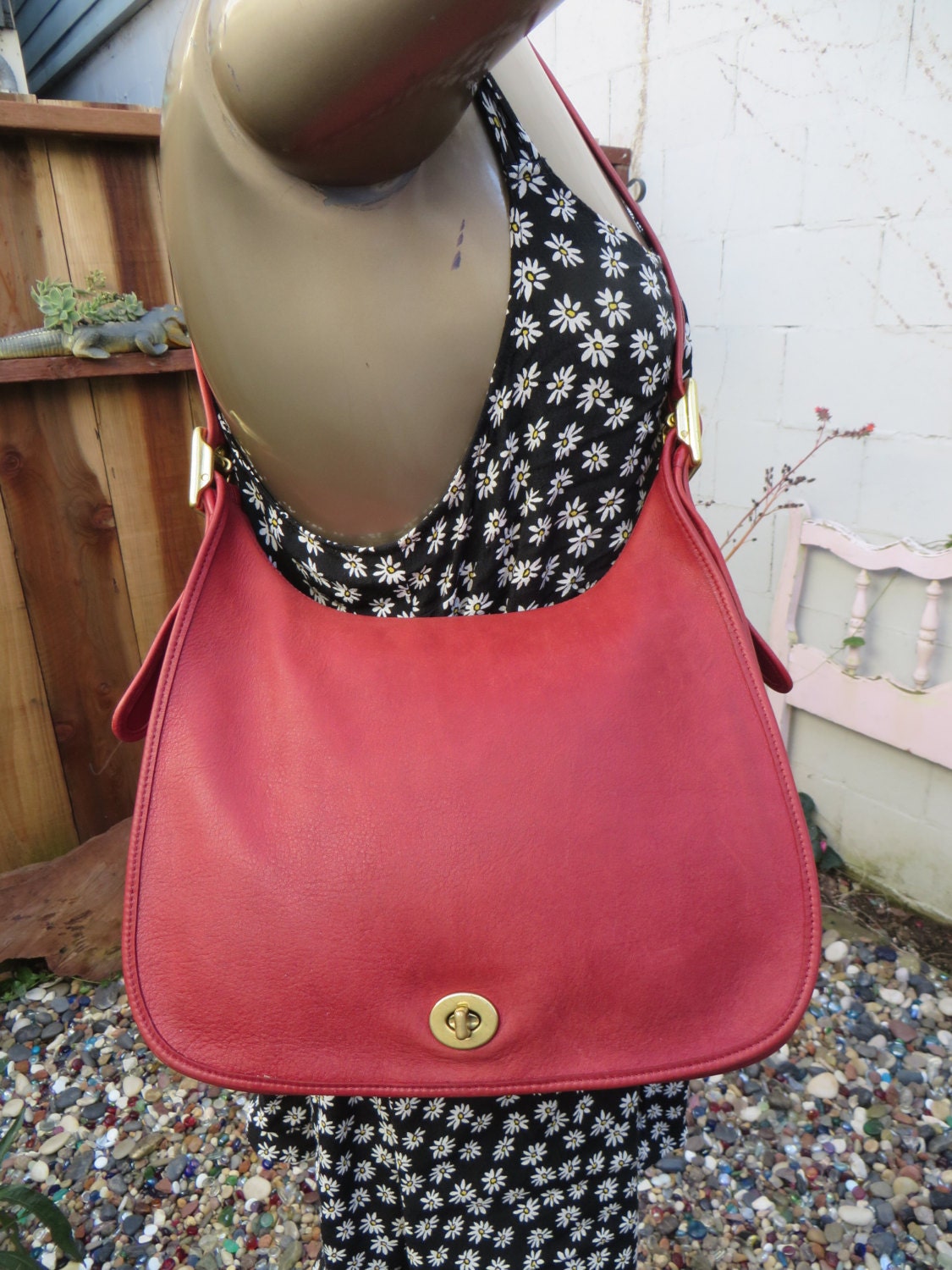 Coach Legacy Flap Bag Red Leather 9718 Satchel Saddle