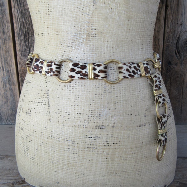 LEOPARD BUTTON BELT WITH CHAINS LEOPARD PRINT main image 1