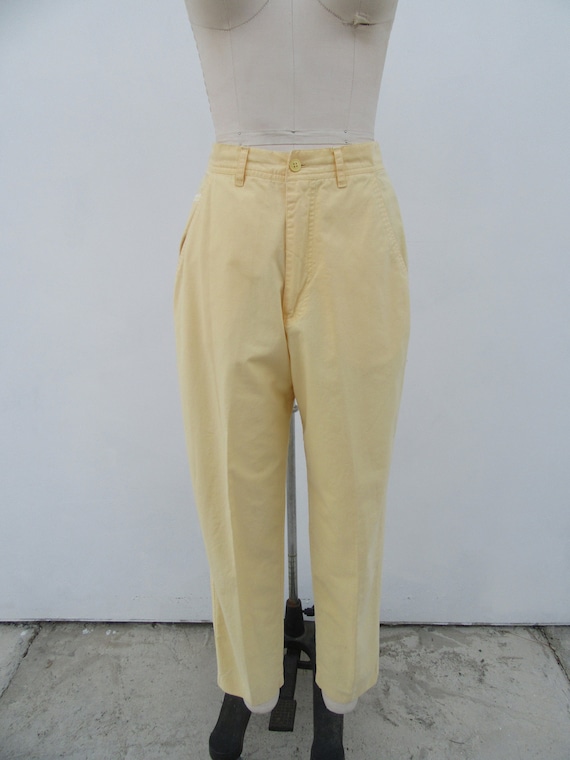 90s Powder Yellow Minimalist High Waisted All Cot… - image 2