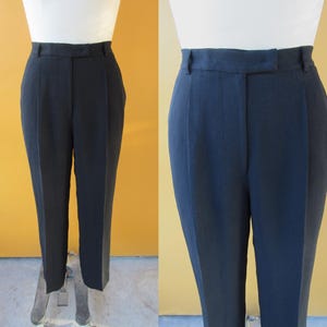 90s High Waist Micro Ribbed Weighty Pleated Trousers | Dark Academia Slacks | Officecore High Rise Minimal Minimalist Pants | 28 Waist