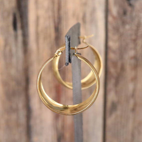 あい　Classic Hoops Thick Small Gold 90s Earrings | Chunky Gold Tone Hoop Earrings | Chunky Thick Hoop