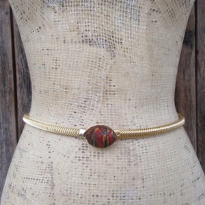 80s Gold Metal Stretch Belt | Skinny SLinky Belt | Skinny Waist Belt | Disco Belt | Gold Metal Statement Belt | 23 to 26