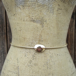 80s Gold Metal Stretch Belt | Oval Buckle Skinny SLinky Belt | Skinny Waist Belt | Disco Belt | Gold Metal Statement Belt | 23 to 26
