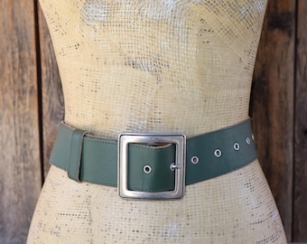 80s BANANA REPUBLIC Safari Brown Leather Wide Waist Belt | Antler