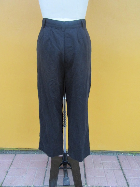 90s Black High Waist Wide Leg Pleated Trousers | Officecore Pants