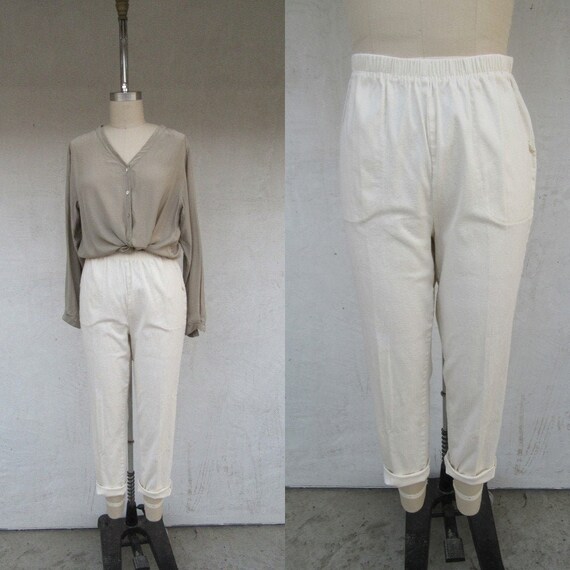 Plus Size 90s Vanilla Cream Corduroy Easy Pants |