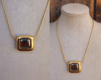 70s Mixed Metal Silver and Gold Tone Geo Slider Square Statement Choker Necklace
