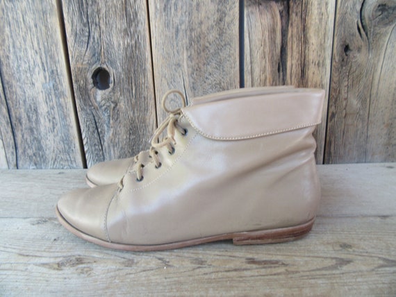 80s 90s Leather Granny Boots | Leather Laceups | … - image 3