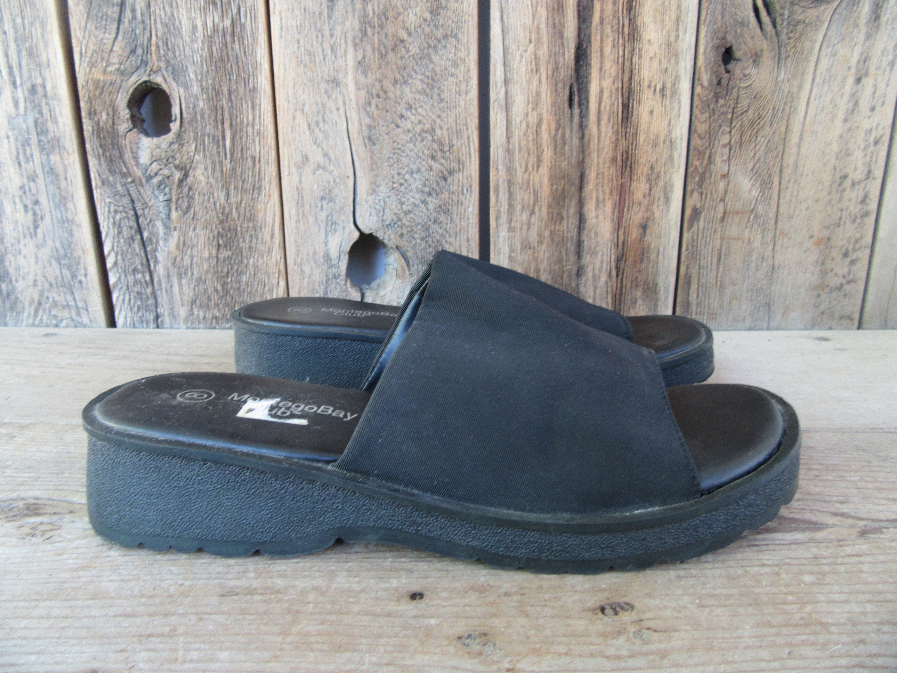 90s Chunky Sandals Black 90s Platform Sandals 90s Nylon Stretch