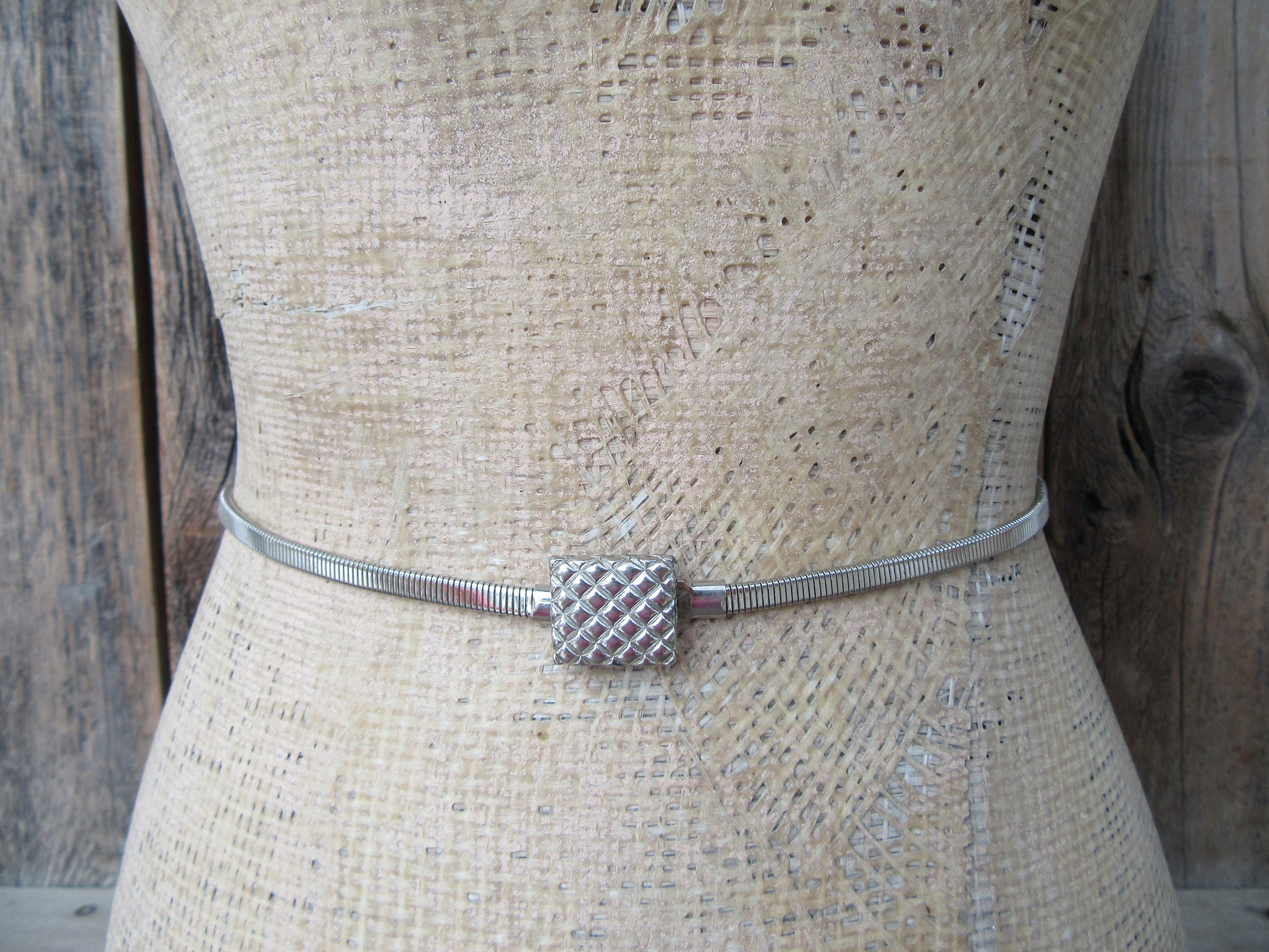 80s Silver Metal Stretch Belt | Metal Snake Belt| Silver 