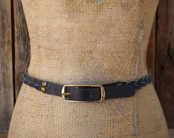80s 90s MORRIS MOSKOWITZ Bone Leather Wide Waist Belt  display picture 2