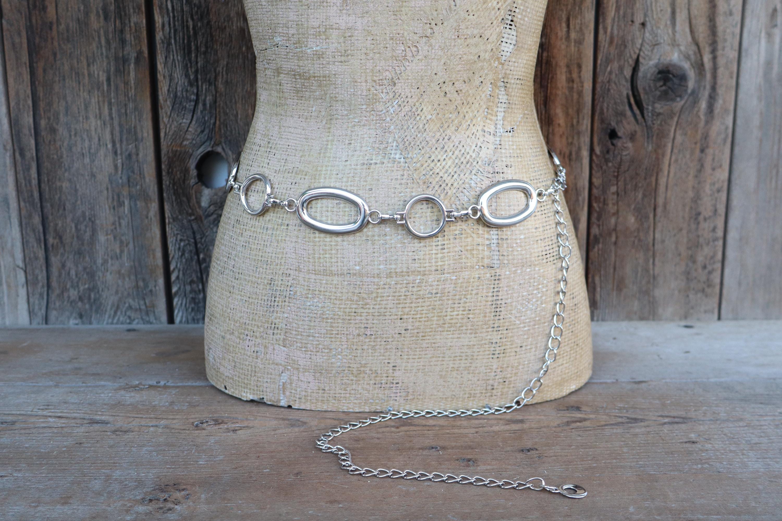90s Silver Tone Ring Chain Belt | Chaink Link Belt | Lightweight