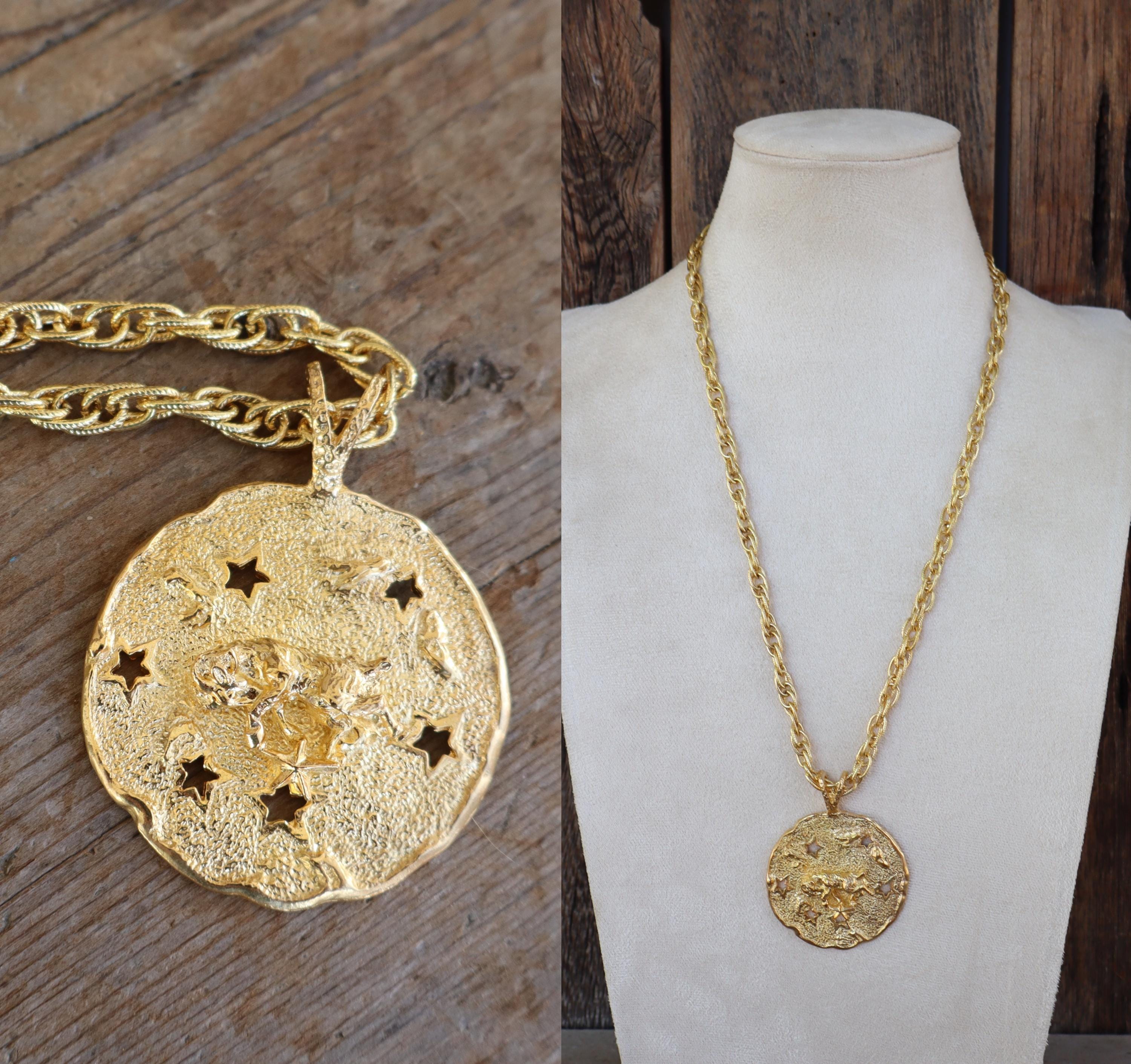 70s Aries Large Zodiac Medallion Pendant Necklace | the Goat  display picture 2