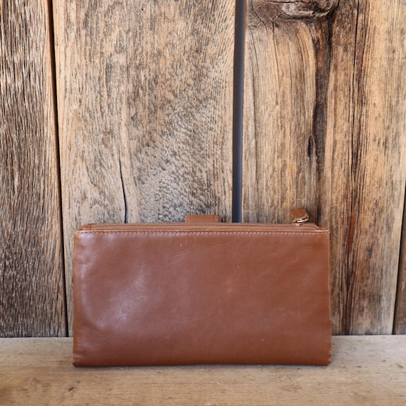 90s ETIENNE AIGNER Soft Brown Leather Clutch Wallet