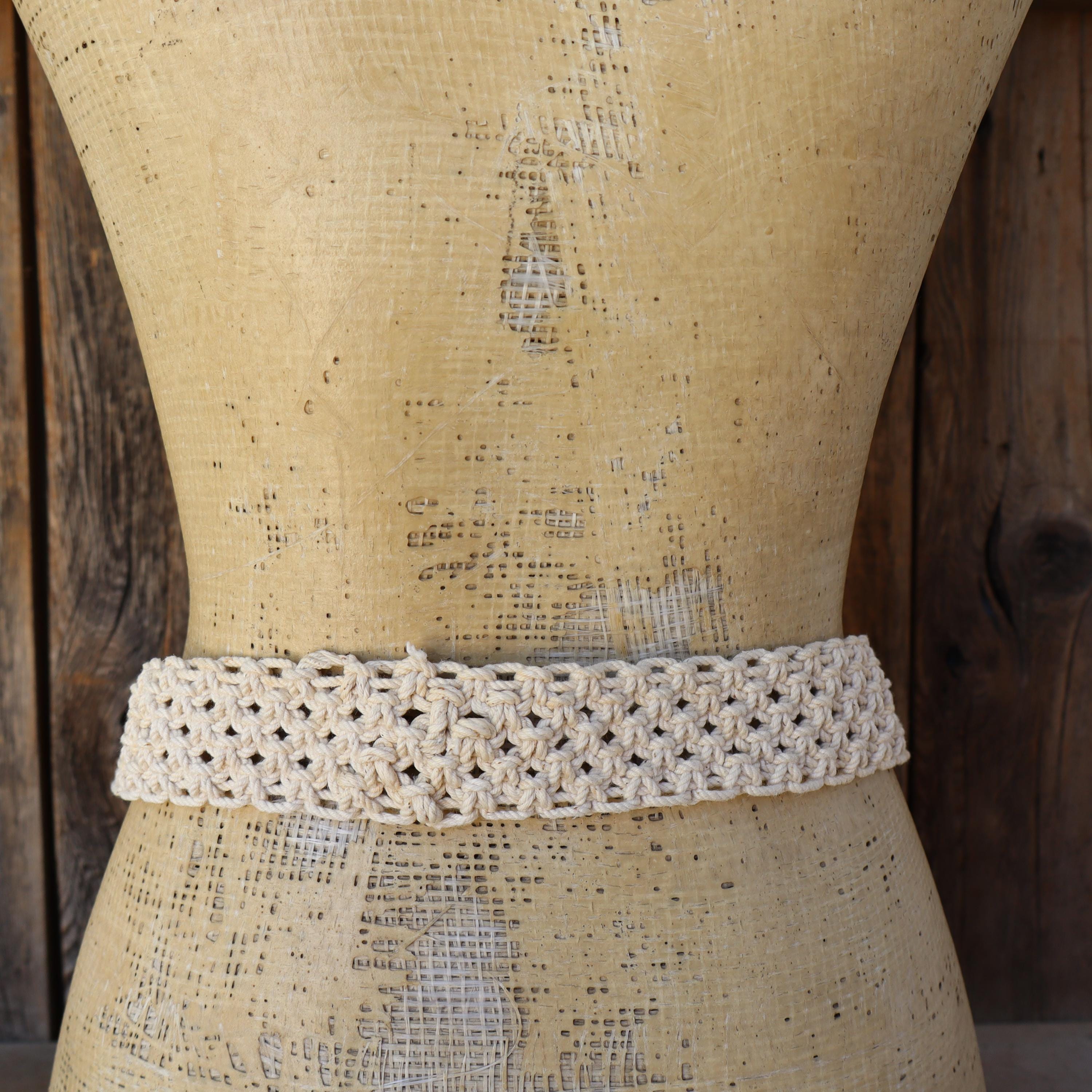 70s Cream Macrame Boho Hippie Festival Chic Belt | Woven  display picture 3