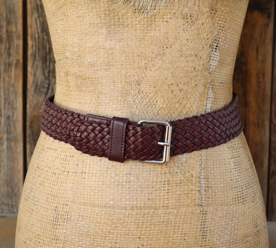 90s Stephane Kelian Burgundy Leather Woven Silver Buckle  display picture 1