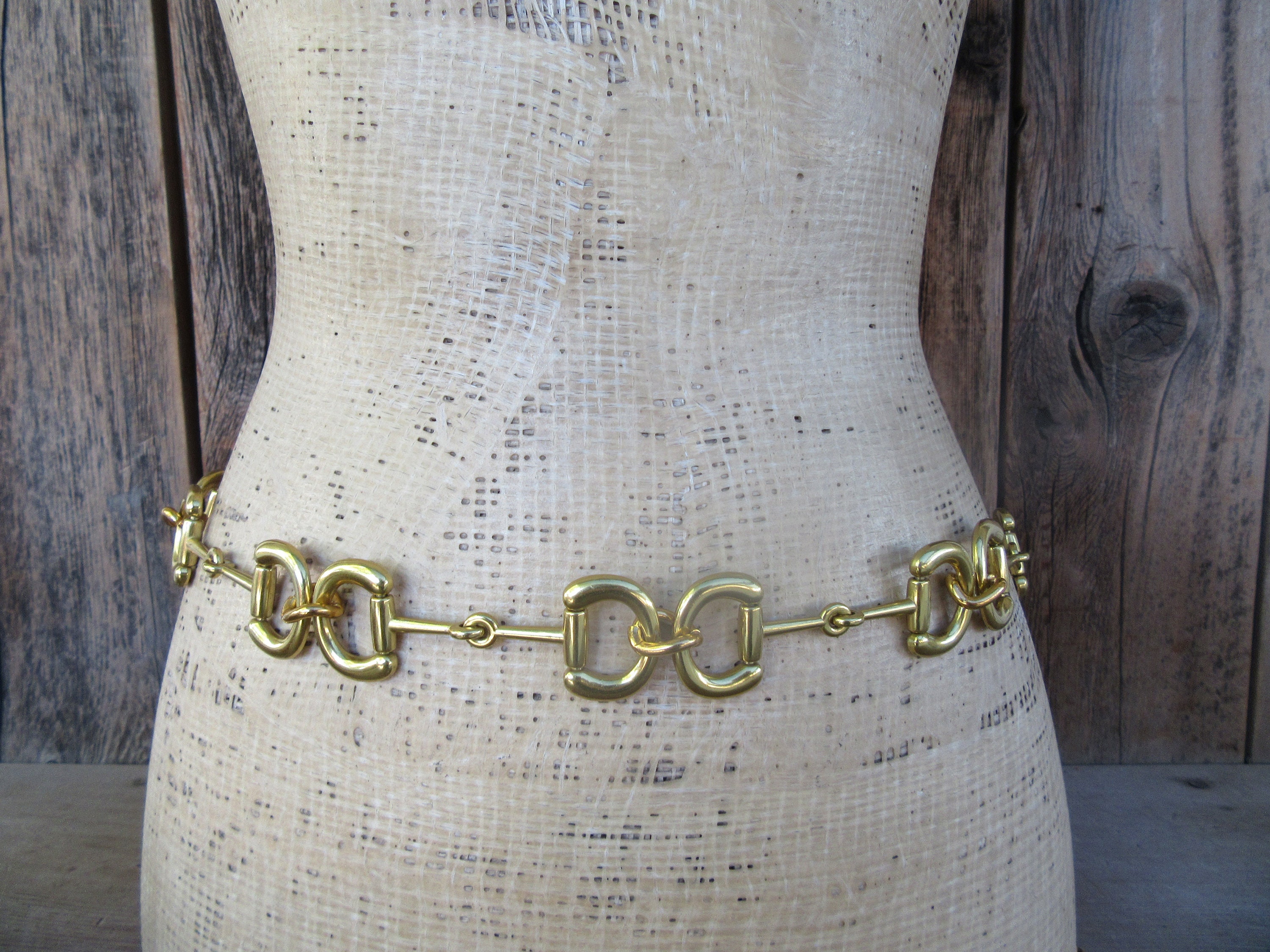 80s 90s Gold Tone Chain Belt Lariat Crystal Faux Pearl Heavy Statement Vintage Gold Link Chain Swag Belt with Faux Pearls, Circa  main image 3