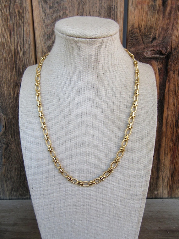 90s Gold Tone Chunky Chain Necklace | Thick Gold Chain Chunky