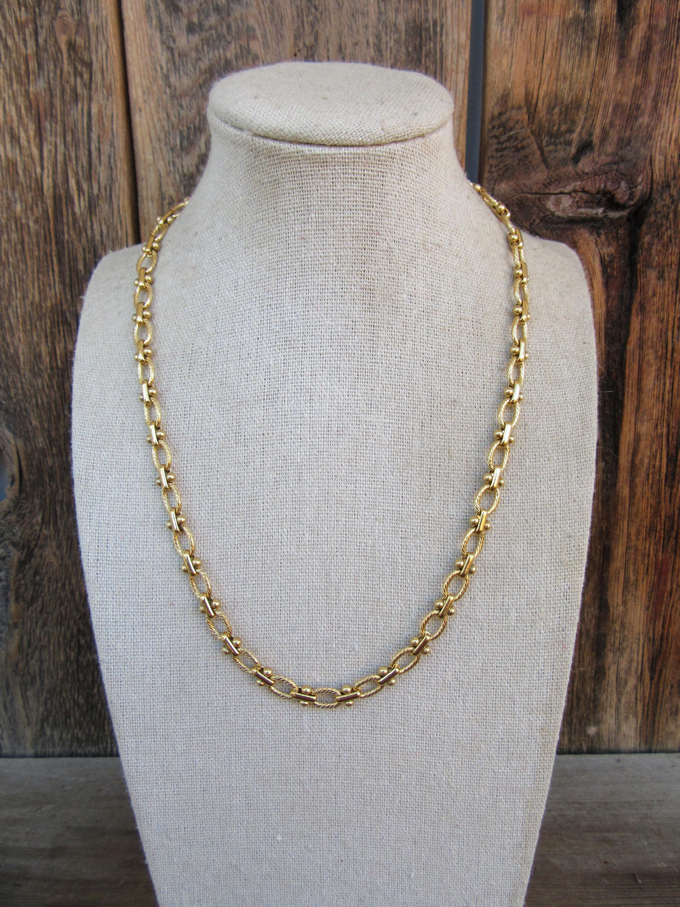 90s Gold Tone Chunky Chain Necklace | Thick Gold Chain Chunky