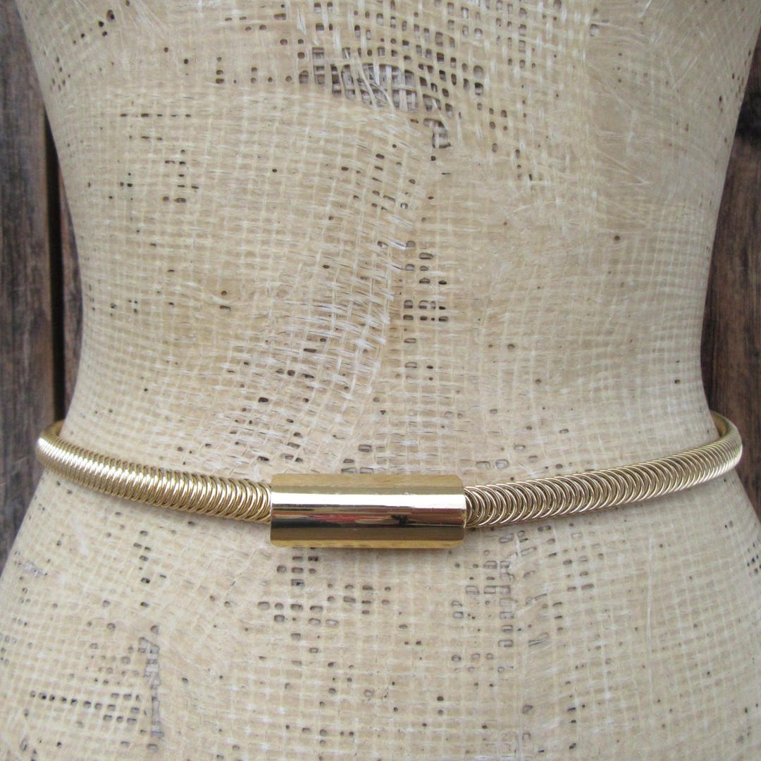 80s Gold Metal Stretch Belt | Skinny Slinky Belt | Skinny  display picture 3
