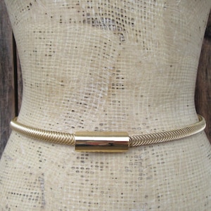80s Gold Metal Stretch Belt | Skinny SLinky Belt | Skinny Waist Belt | Disco Belt | Gold Metal Statement Belt | 24 to 27