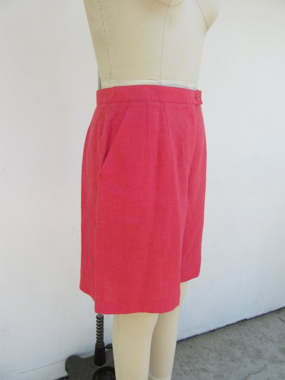 Salmon 80s 90s High Waist All Linen Bermuda Short… - image 3