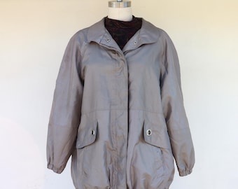 80s Oversized Fit Dolman Sleeve High Collar Jacket | Steel Green