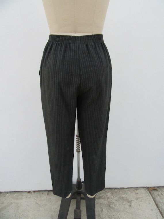90s Charcoal Pinstriped Tapered High Waist Pull O… - image 10