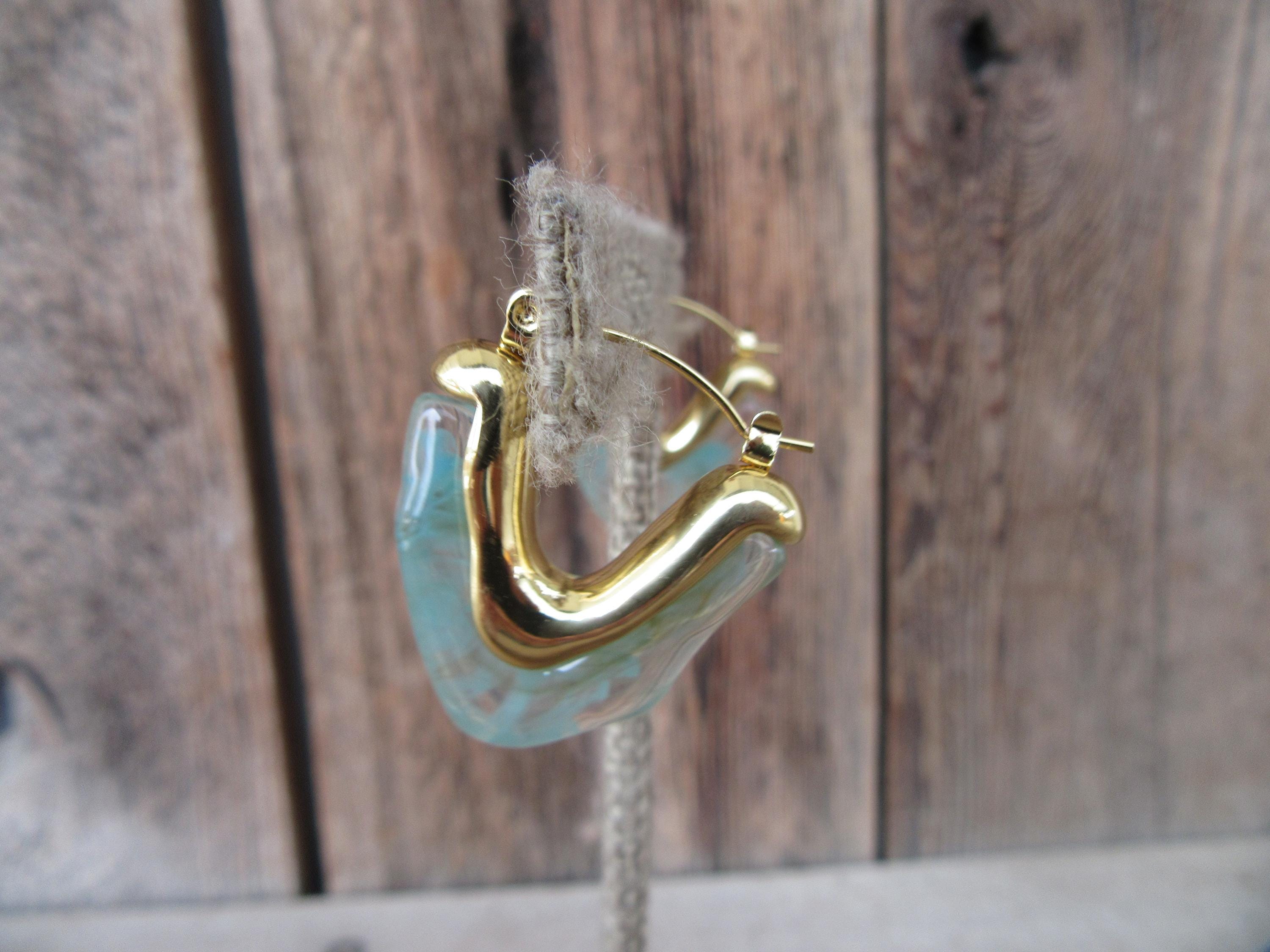 アクセサリー 90s Chunky Ice Cube Hoop Earrings Clear 90s Chunky Ice Cube Hoop Earrings | Minimal Business Casual