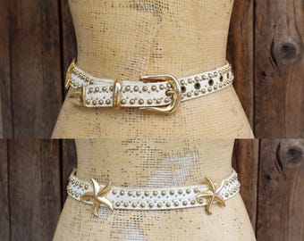 Vintage 1980s Sand Castle Leather Belt – Western Rhinestone  display picture 3