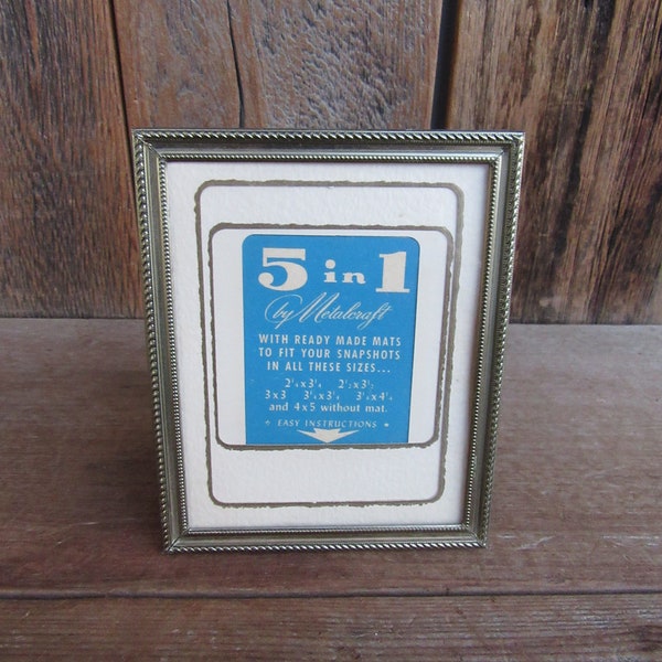 Vintage Gold Metalcraft 5 x 4 Picture Frame | Easel Back Picture Frame | 60s MCM Hollywood Regency Picture Frame | 5 in 1 Picture frame