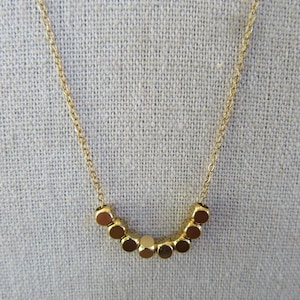 90s Gold Tone Ball Chain Statement Necklace | Thick Chunky Choker 18-1/2&quot; Necklace | Minimal Minimalist Necklace