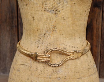 80s 90s Metal Concho Belt | Faux Gold Southwest Cowgirl 